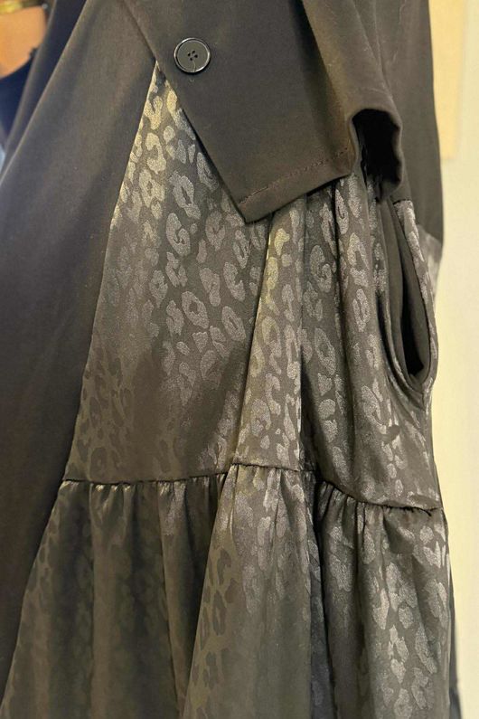 Oscar Rumi Smock Dress Leopard Black /9=
